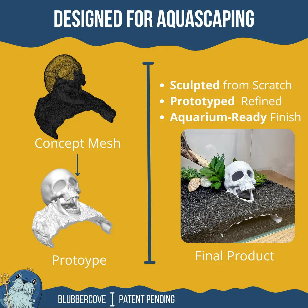 Skull Cave for Aquascaping – Safe Hideout for Betta, Shrimp & Corys Blubber Cove