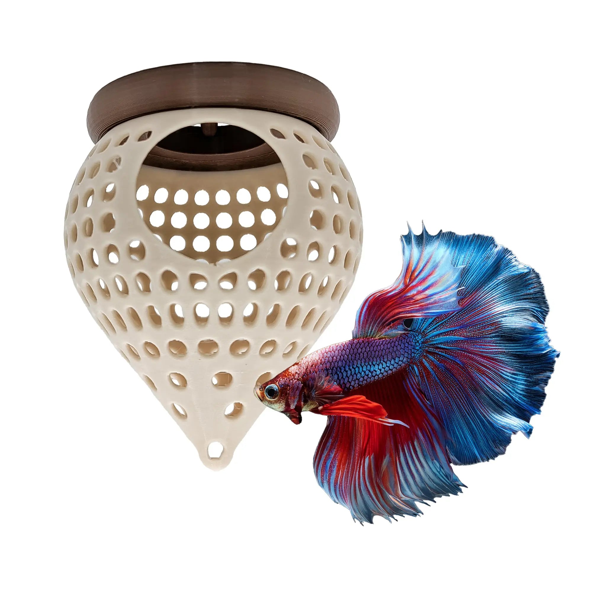 BettaPod Floating Aquarium Cave Log – Betta & Shrimp Hide | Natural Aquascape Decor (Fish Safe) Blubber Cove