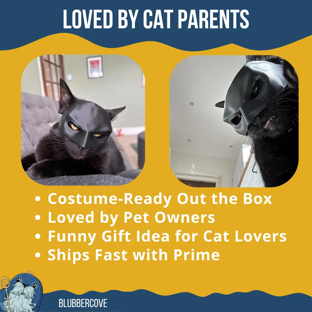 Bat Cat Cosplay Mask – Funny Cat Costume for TikTok, Halloween, Pet Cosplay, Hero Villain Dress Up Blubber Cove