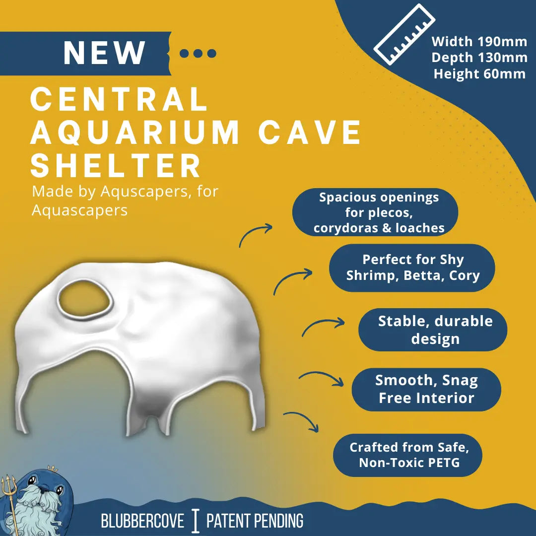 Aquarium Cave Tunnel – Large-Entrance Pleco & Shrimp Hide (Std/Large) Blubber Cove