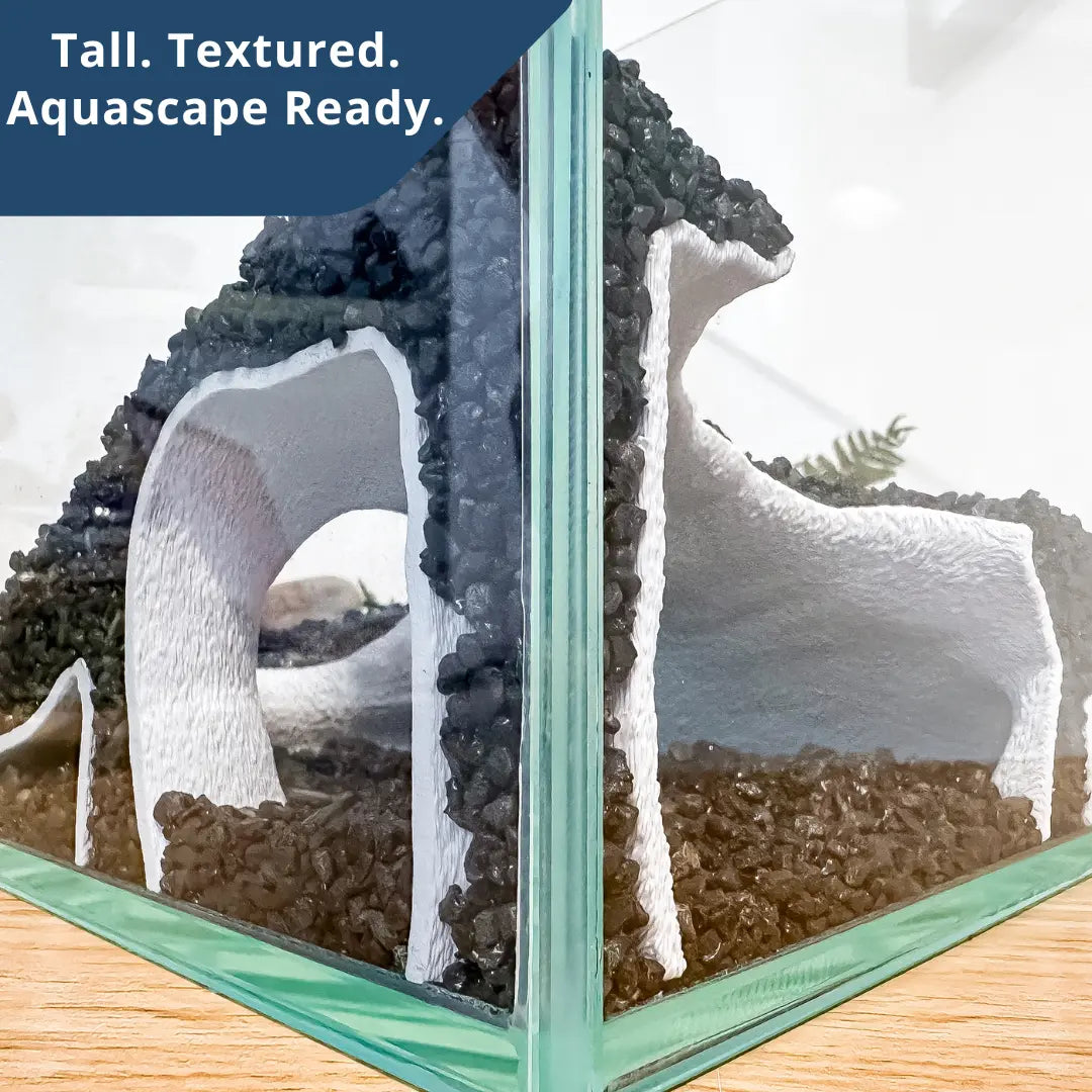 Corner Aquarium Cave Tunnel for Pleco & Shrimp – Large Entrance, Mangrove Style Blubber Cove