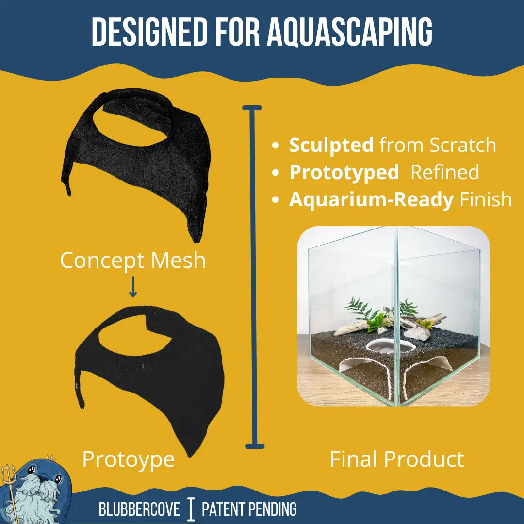 Corner Aquarium Cave Hide for Pleco, Shrimp & Betta | Natural Tank Decor Blubber Cove