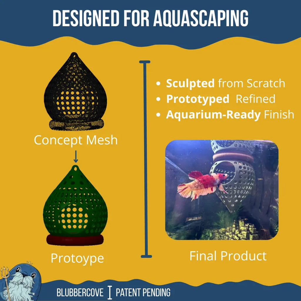 BettaPod Floating Aquarium Cave Log – Betta & Shrimp Hide | Natural Aquascape Decor (Fish Safe) Blubber Cove