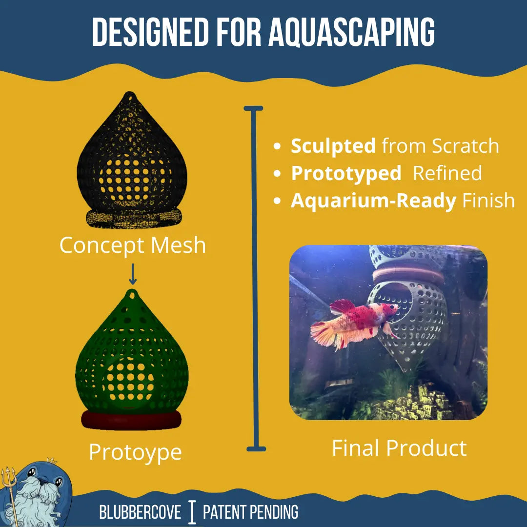 BettaPod Floating Aquarium Cave Log – Betta & Shrimp Hide | Natural Aquascape Decor (Fish Safe) Blubber Cove