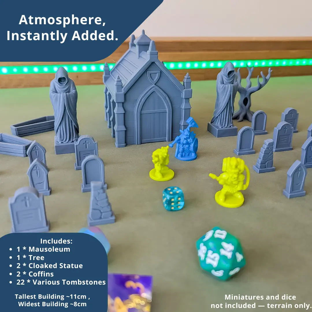 Graveyard Scatter Terrain for DND, RPG & Wargames – Mausoleum & Tombstones Kit Blubber Cove