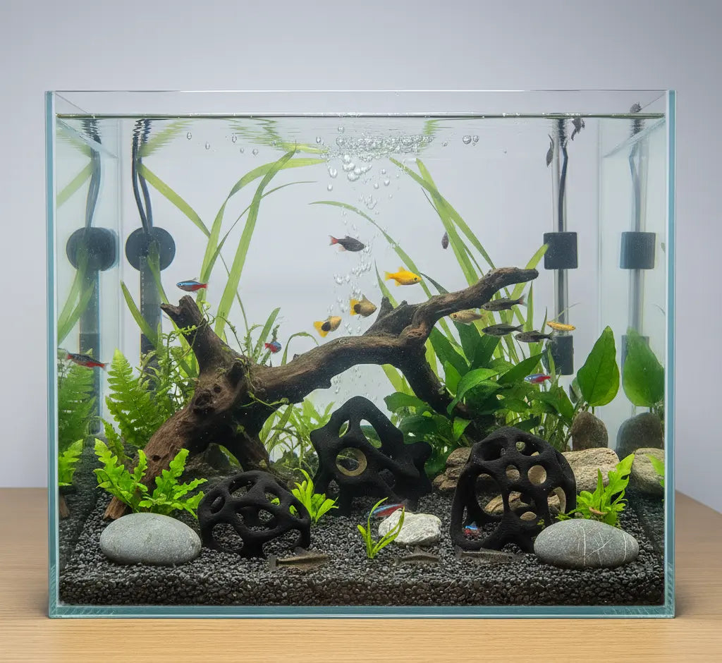 Aquarium Caves Set of 3 – Natural Aquascape Decor for Shrimp, Betta & Nano Fish Blubber Cove