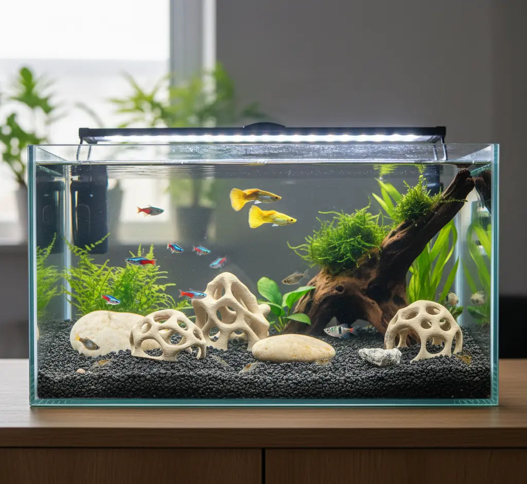 Aquarium Caves Set of 3 – Natural Aquascape Decor for Shrimp, Betta & Nano Fish Blubber Cove