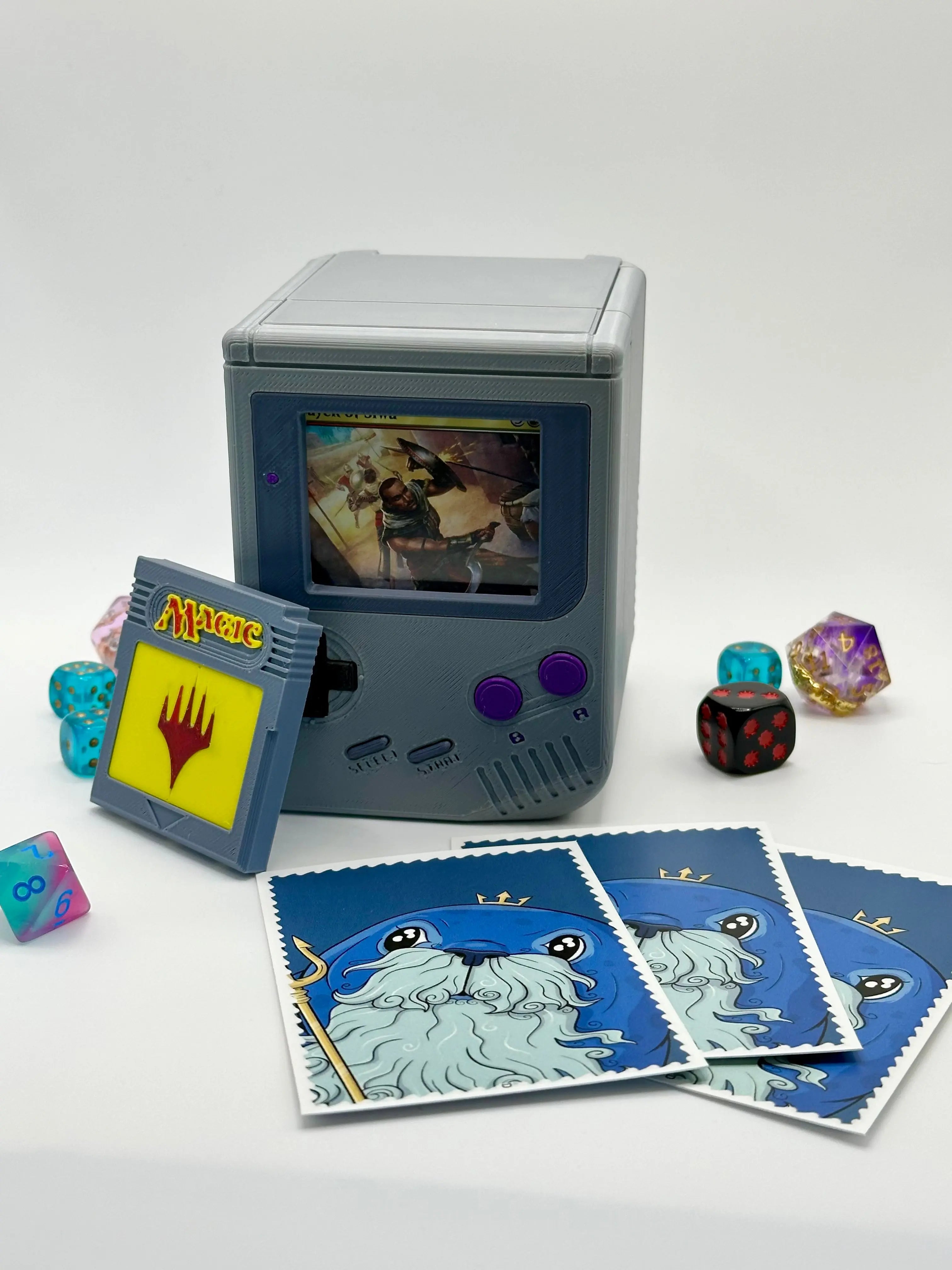 Gameboy Deck Box for MTG Commander | Retro TCG Case with Magnetic Lock | Holds 100+ Cards | EDH Yugioh Pokémon Gift Blubber Cove