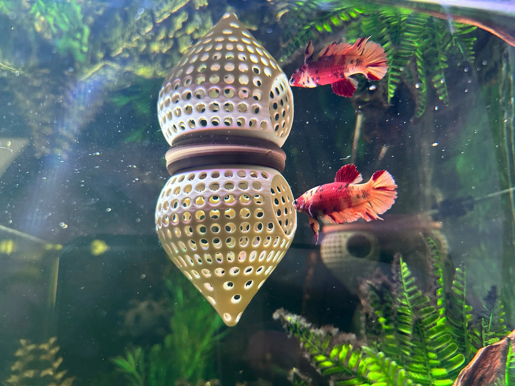 BettaPod Floating Aquarium Cave Log – Betta & Shrimp Hide | Natural Aquascape Decor (Fish Safe) Blubber Cove