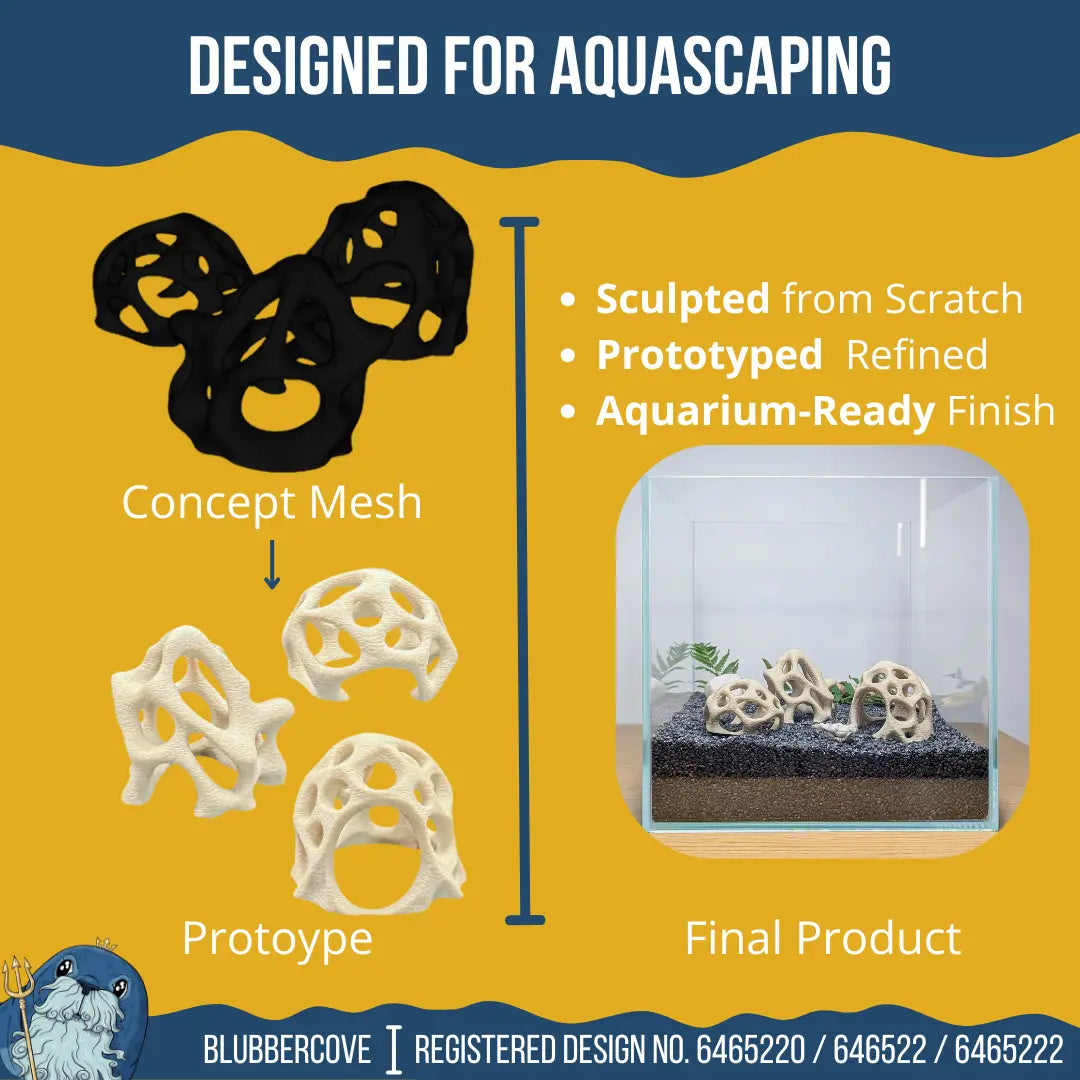 Aquarium Caves Set of 3 – Natural Aquascape Decor for Shrimp, Betta & Nano Fish Blubber Cove