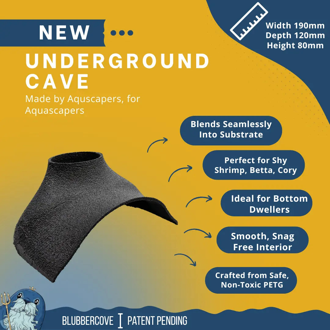 Underground Aquarium Cave Tunnel Hide – Medium & Large Sizes | Natural Fish Tank & Reptile Hideout Decoration Blubber Cove