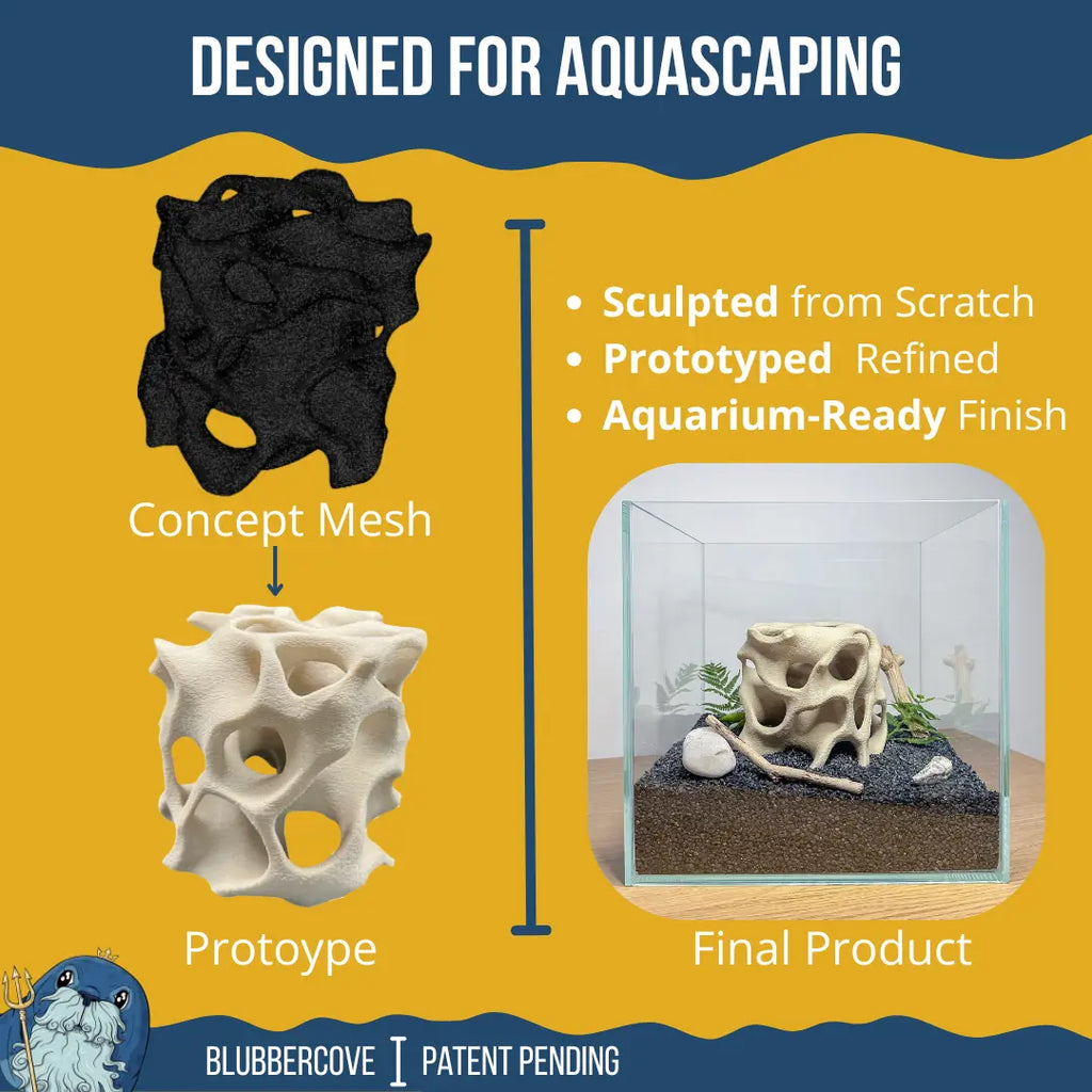 Aquarium Cave for Fish, Shrimp & Plecos – Coral-Style Shelter with 3 Hides for Corydoras, Guppies & Bottom Dwellers Blubber Cove