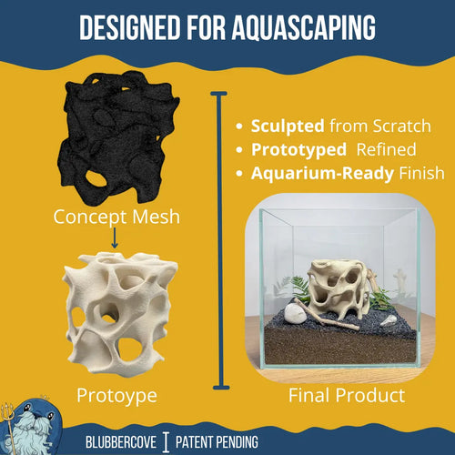 Aquarium Cave for Fish, Shrimp & Plecos – Coral-Style Shelter with 3 Hides for Corydoras, Guppies & Bottom Dwellers Blubber Cove