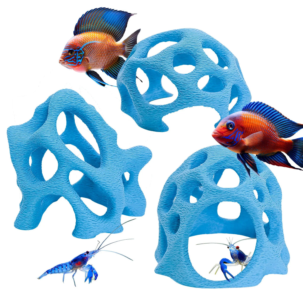 Aquarium Caves Set of 3 – Natural Aquascape Decor for Shrimp, Betta & Nano Fish Blubber Cove