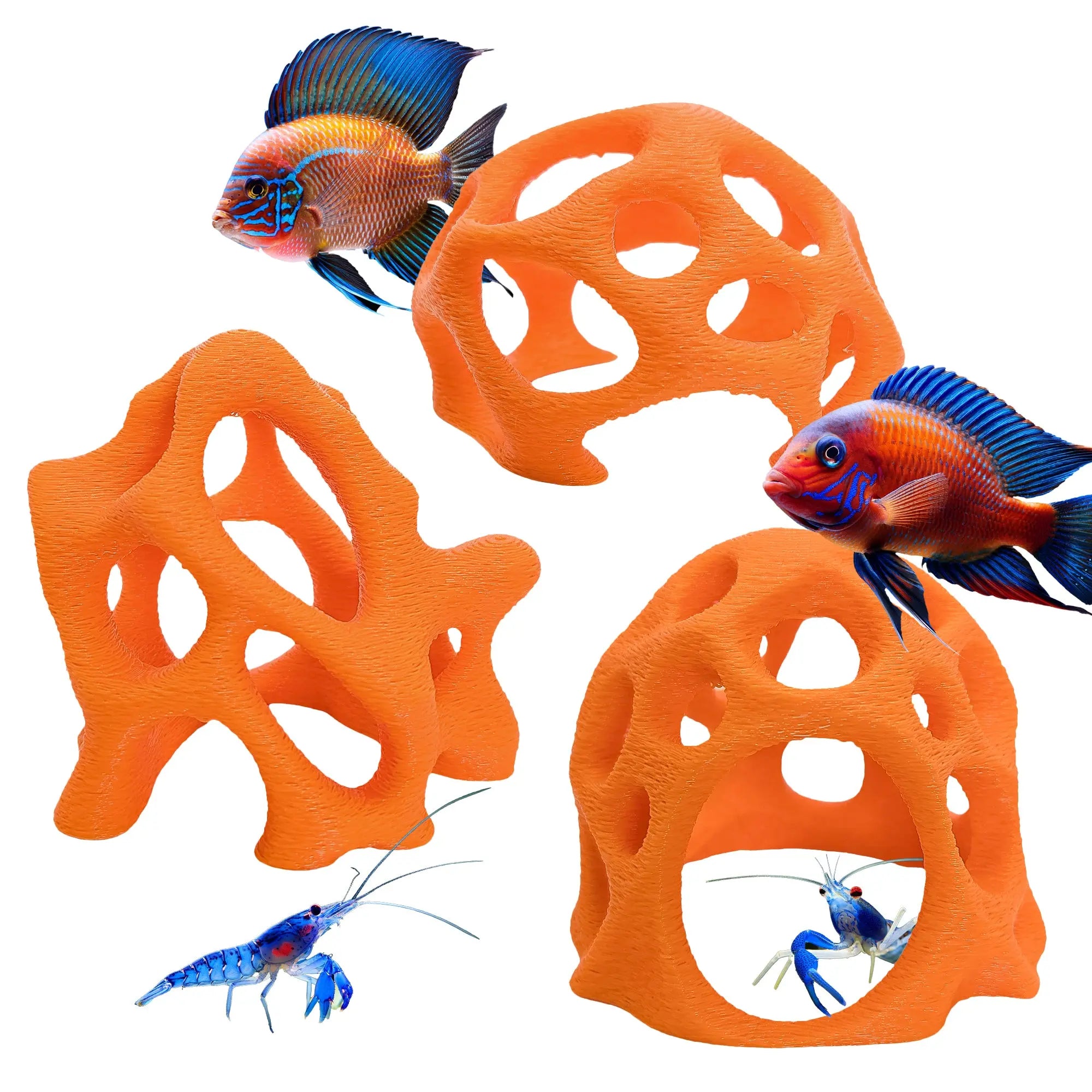 Aquarium Caves Set of 3 – Natural Aquascape Decor for Shrimp, Betta & Nano Fish Blubber Cove