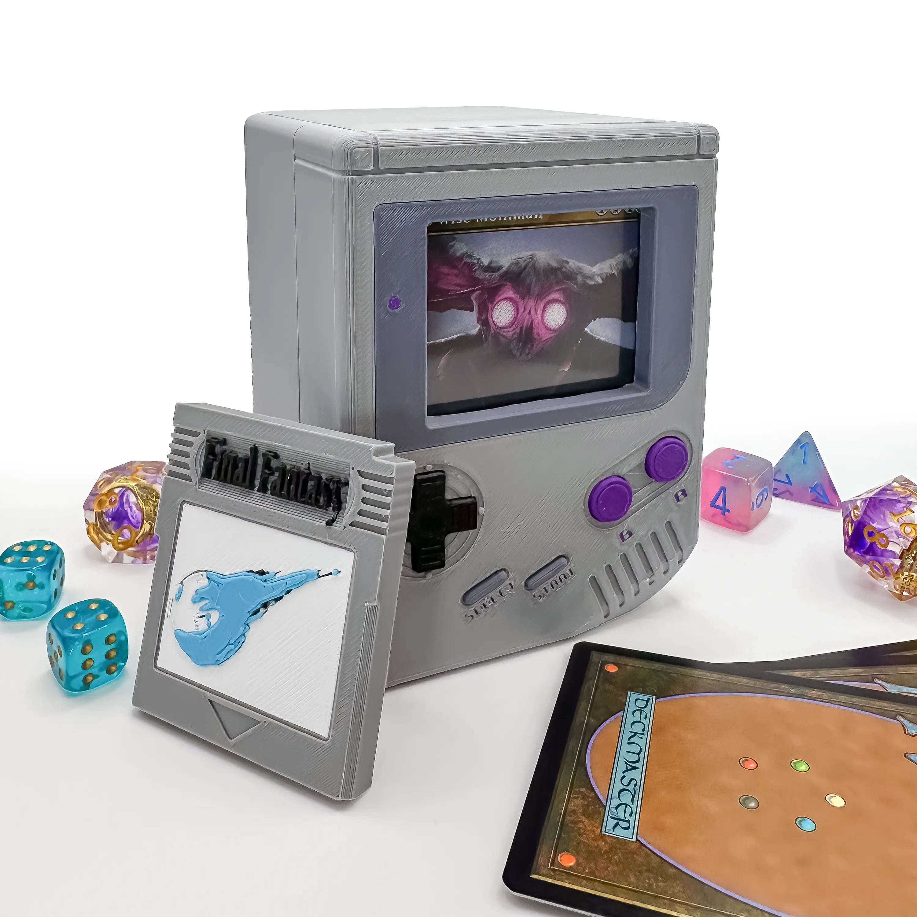 Final Fantasy Gameboy Deck Box for MTG Commander | Retro TCG Case with Magnetic Lock | Holds 100+ Cards | EDH Yugioh Pokémon Gift Blubber Cove