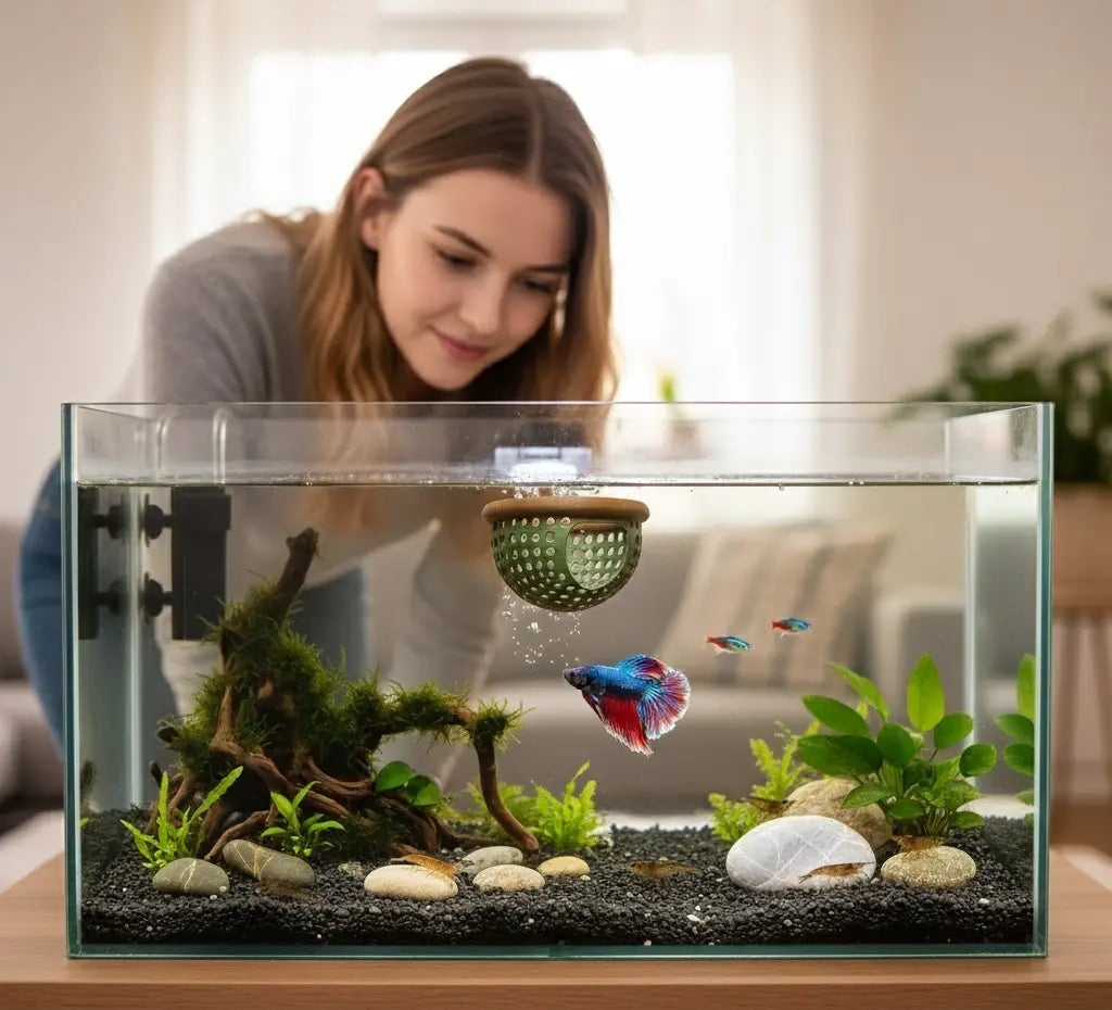 Floating decor suitable for nano tanks and small bowls.