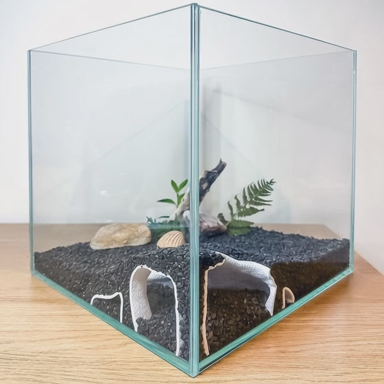 Corner Aquarium Cave Tunnel for Pleco & Shrimp – Large Entrance, Mangrove Style