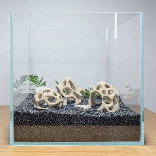 Aquarium Caves Set of 3 – Natural Aquascape Decor for Shrimp, Betta & Nano Fish Blubber Cove