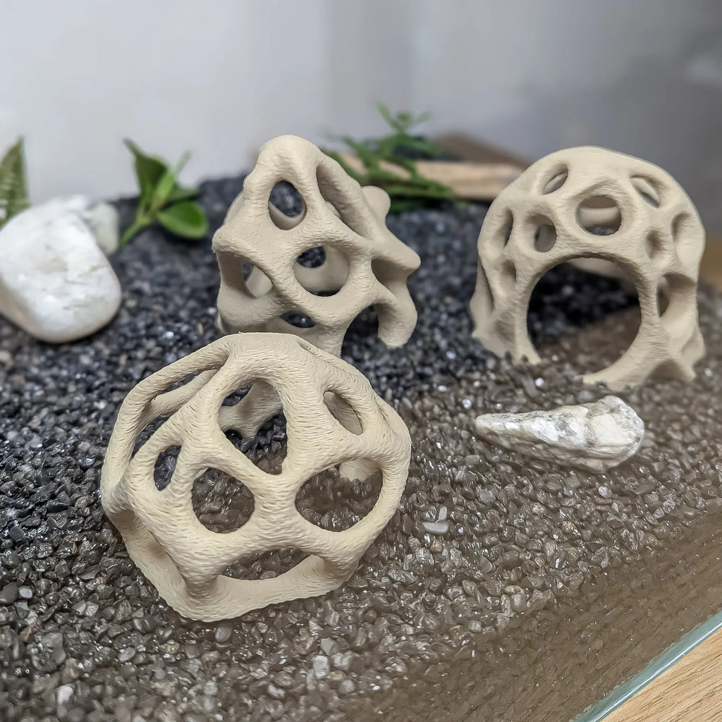 Aquarium Caves Set of 3 – Natural Aquascape Decor for Shrimp, Betta & Nano Fish Blubber Cove