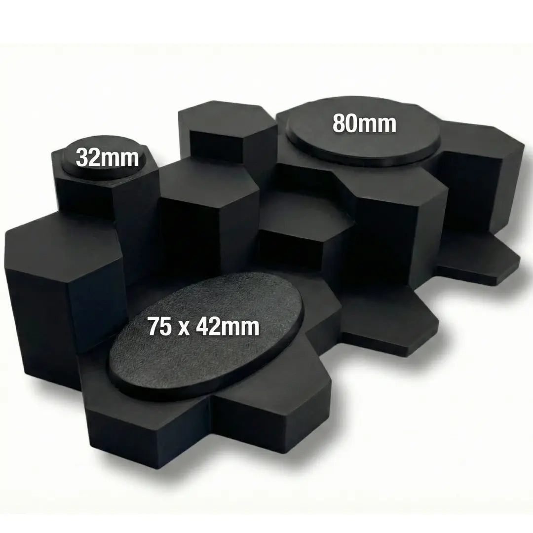 Precision-engineered holder for miniatures on bases up to 32mm.