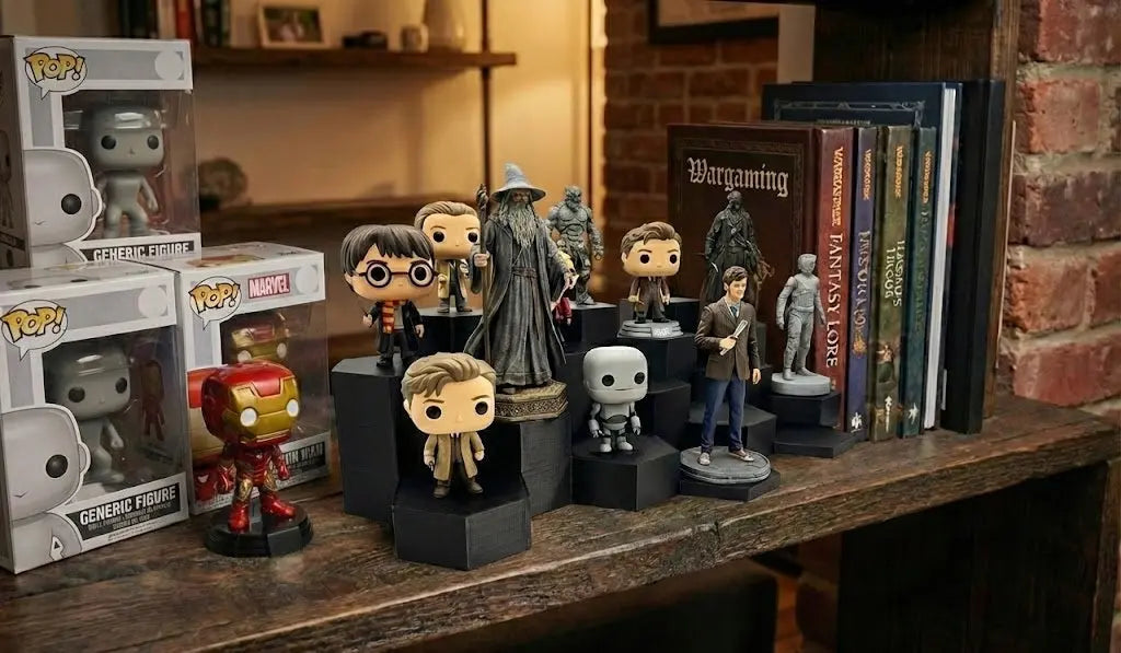 Tiered display system optimised for miniatures with larger base sizes.